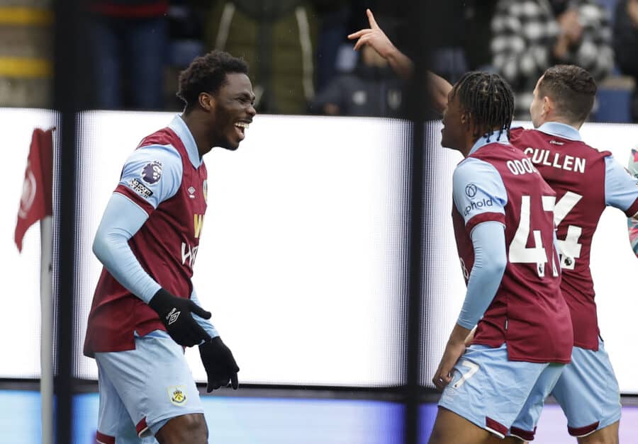 Burnley's David Datro Fofana is celebrating their second goal scoring