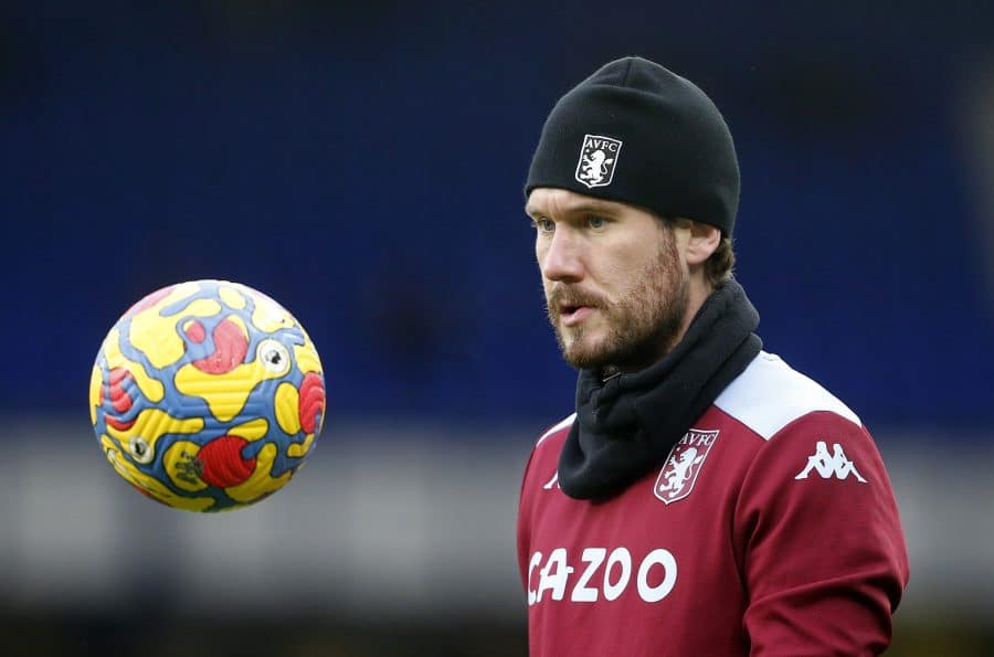 Aston Villas Jed Steer during warming for the competition