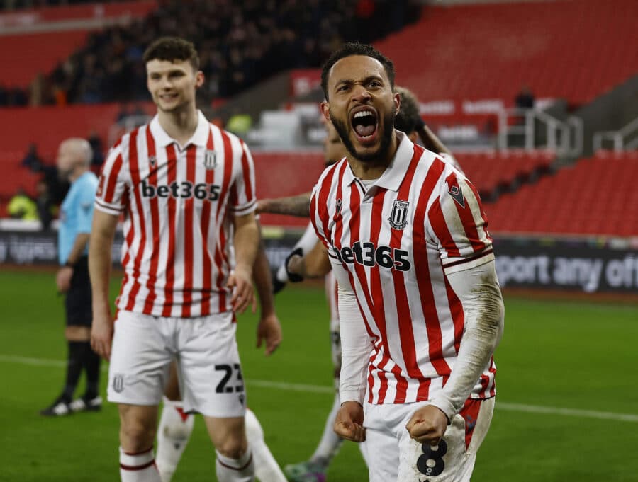 SCFC - Lewis Baker from Stoke City is celebrating their second goal scoring