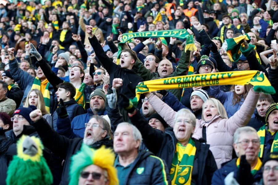 NCFC - Norwich City fans celebrate after the match