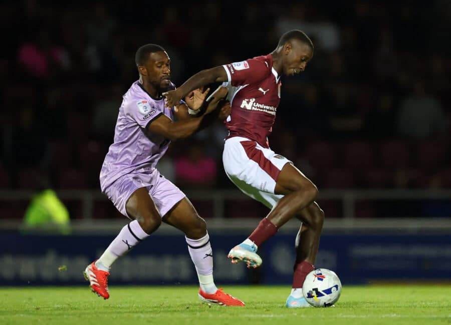 Northampton Town's Tyrese Fornah in action with Lincoln City's Tendayi Darikwa