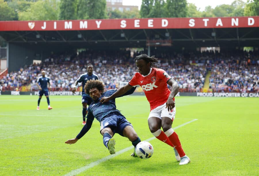 CAFC, LCFC - Charlton Athletic's Tyreece Campbell in action with Leicester City's Hamza Choudhury