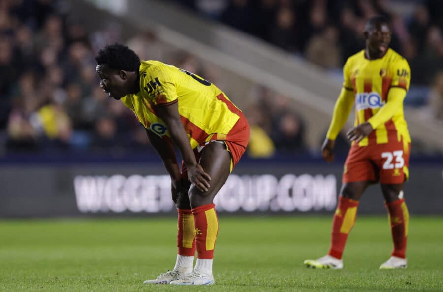 Watford's Nestory Irankunda reacts