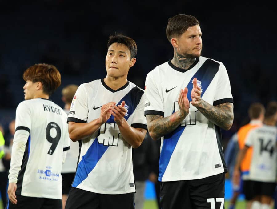 Birmingham City's Seung-Ho Paik and Lyndon Dykes look dejected after the match