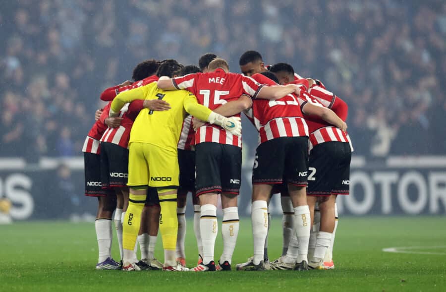 Sheffield United players on a huddle before the match
