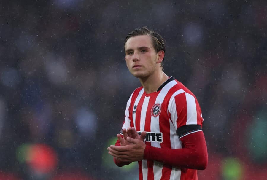 Sydie Peck of Sheffield United cheers on the fans after the match