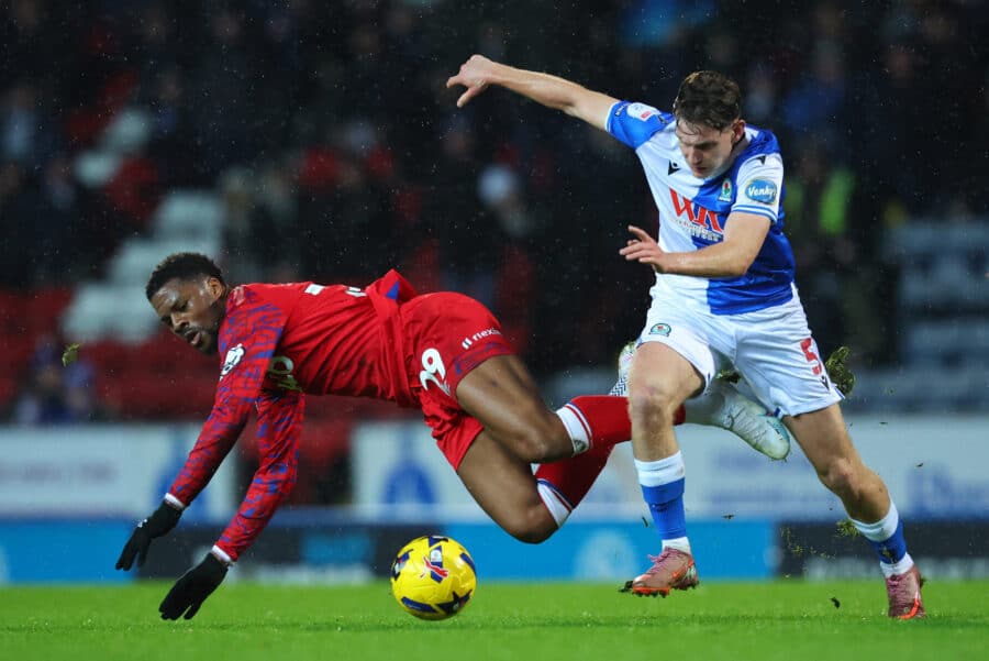 Ipswich Town's Chuba Akpom in action with Blackburn Rovers' Taylor Gardner-Hickman