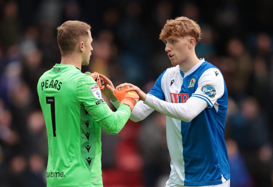 Blackburn Rovers' Aynsley Pears and Blackburn Rovers' George Pratt before the match